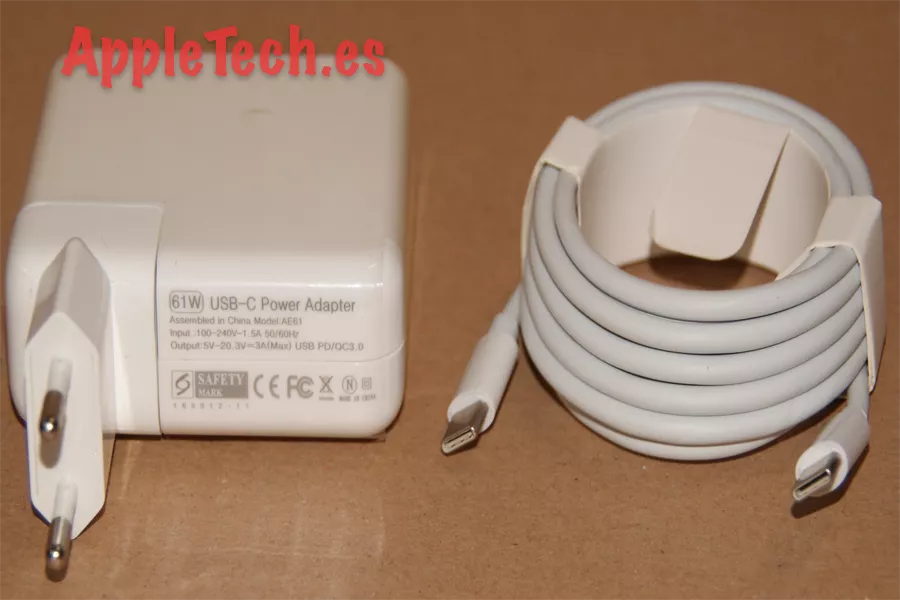 Cargador 61W USB-C para MacBook Pro 13″ (2016-2019) con cable USB-C de 2 m