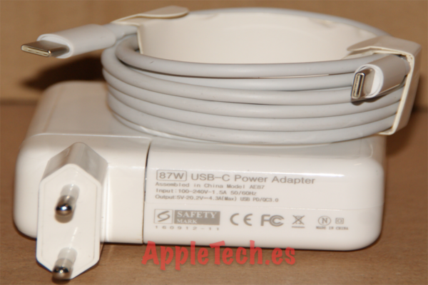 Cargador USB C 87w Tipo C Cargador Compatible con MacBook Pro 13 15 Macbook Air 2018