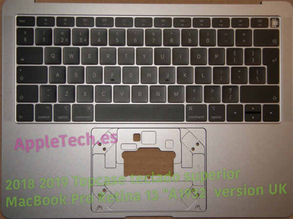 A1932 TopCase con teclado Original Version UK para MacBook Pro Retina 13 "
