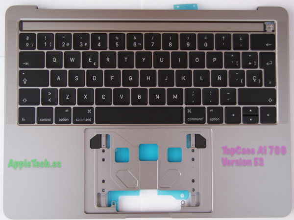 TopCase Reposamuñecas para Apple MacBook Pro 13 "A1706 A1708 ORIGINAL Color Plata Silver