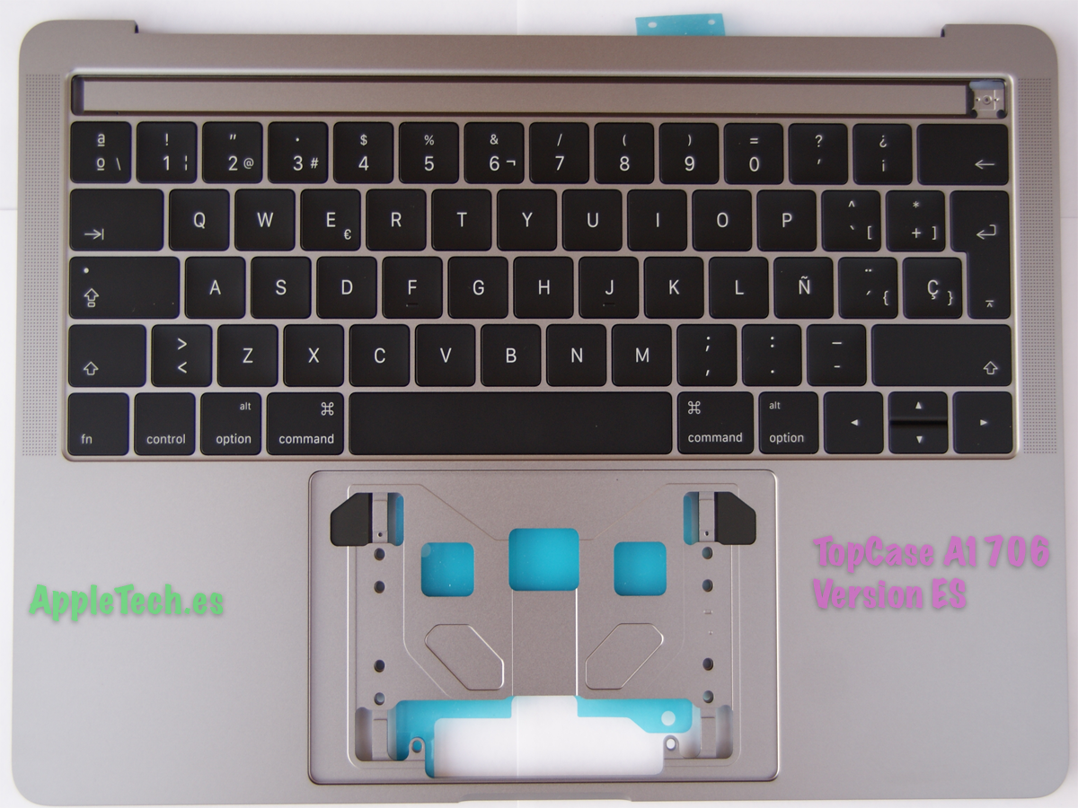 Gaviota frente Correlación Teclado completo para Apple MacBook Pro 13 "A1706 A1708 TopCase Version ES  Color Gris Espacial - Recambios para Apple