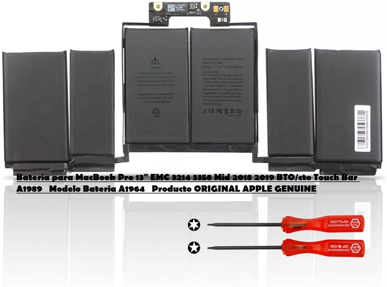 Batería Original A1964 para MacBook Pro 13″ A1989 (2018-2019) A2251 (2020) EMC 3214 3358 3348
