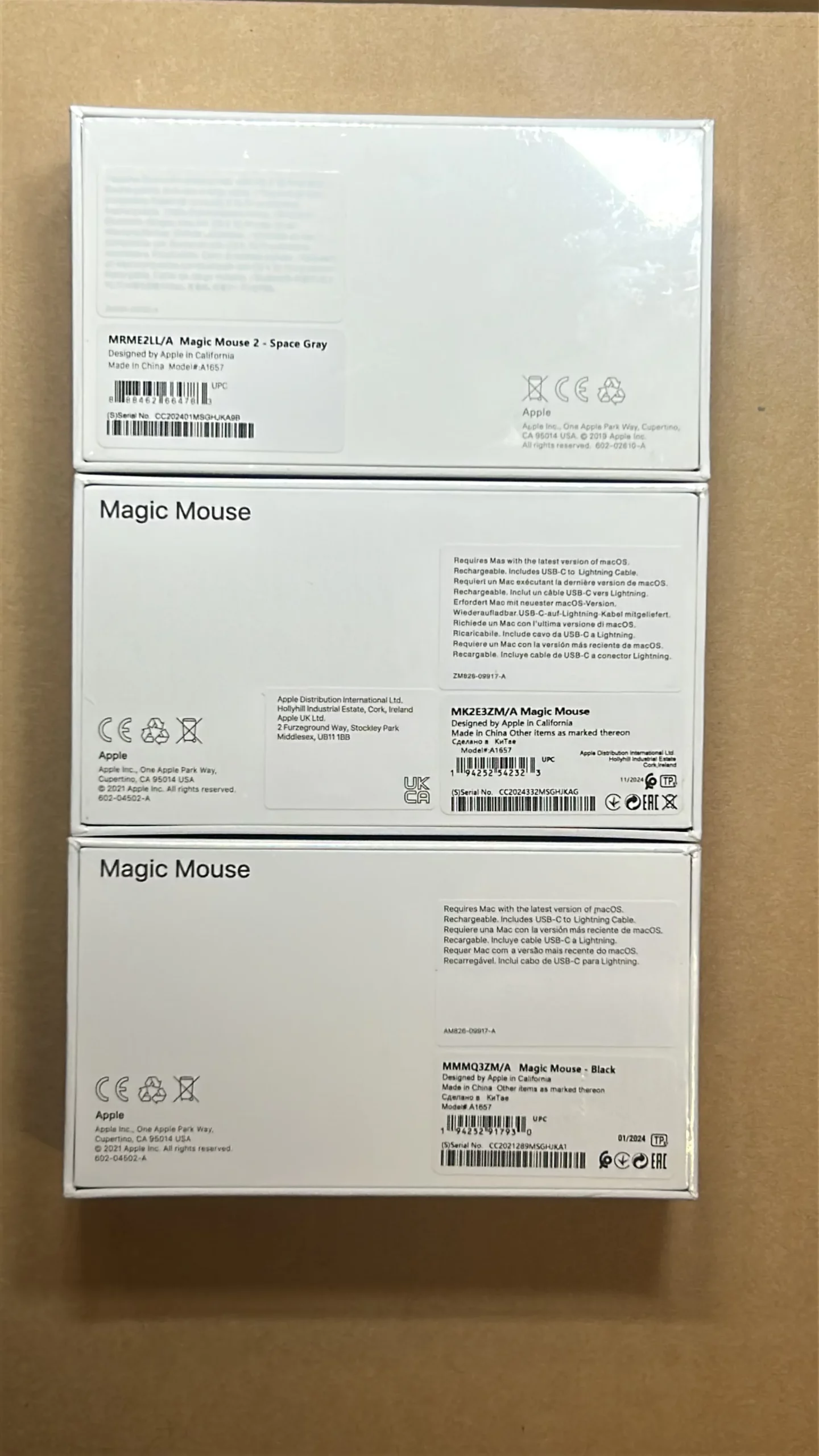 Cajas Apple Magic Mouse A1657 nuevas y precintadas: Blanco, Negro y Gris espacial